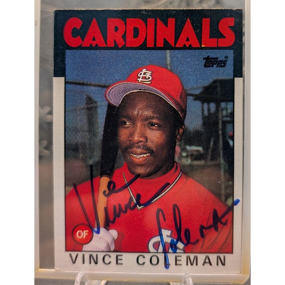 Vince Coleman Signed 1986 Topps Card • St. Louis Cardinals